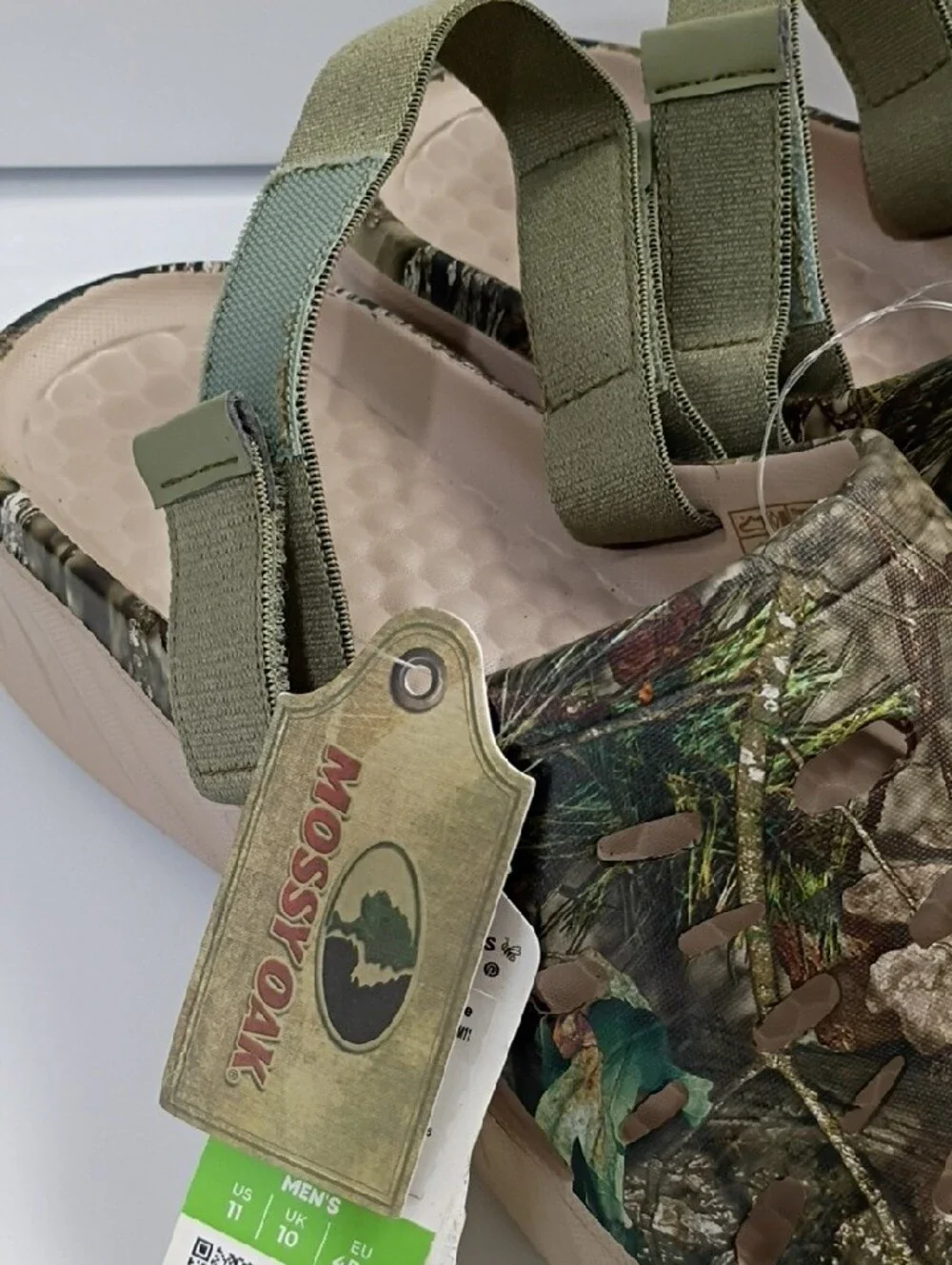 Mossy Oak Men's Camouflage Slip-On Sandals in Green and Tan Size 11 NWT